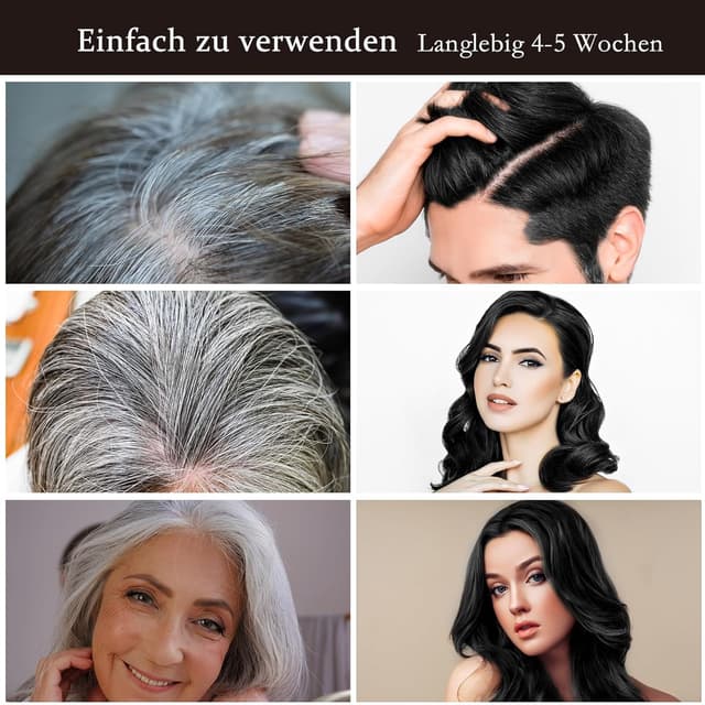 Detalle de BLSFXROE Black Hair Dye Shampoo 3in1 – Sofort-Haarfarbe Schwarz gegen graue Haare, 500 ml