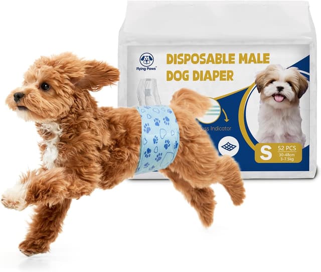 Detalle de Flying Paws Male Dog Nappies (52 count, Size S) with Wetness Indicator