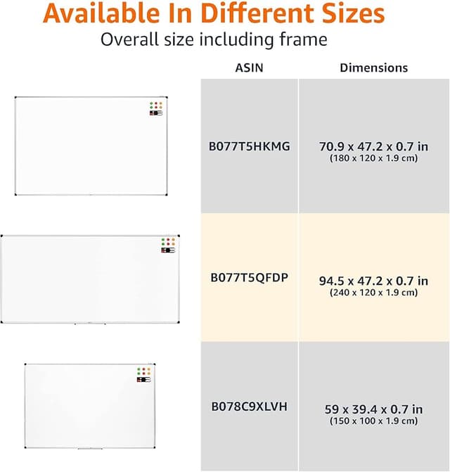 Detalle 2 de Amazon Basics Pizarra blanca magnética 150 × 100 cm 📋