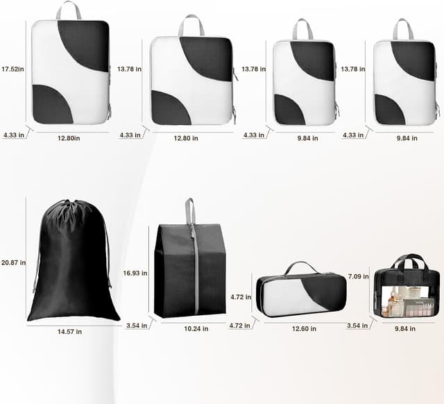 Detalle de DIMJ Compression Packing Cubes 8‑Set