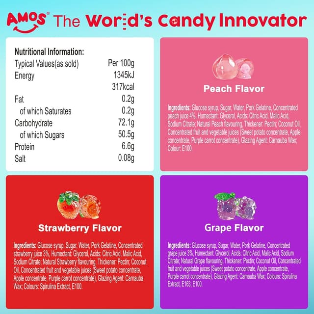 Thumbnail 1 de AMOS 4D Fruchtgummis Mix 3×65 g