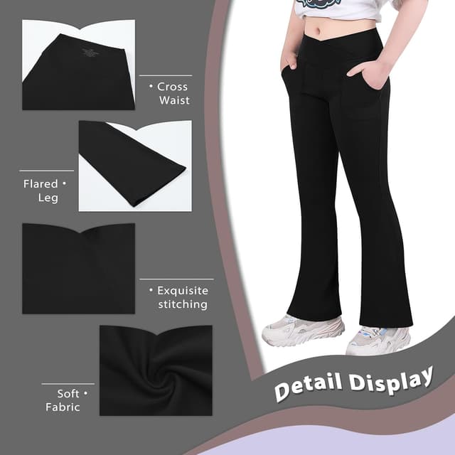 Detalle 2 de Glacspyg Fille – collants/leggings évasés avec poches et ceinture en V