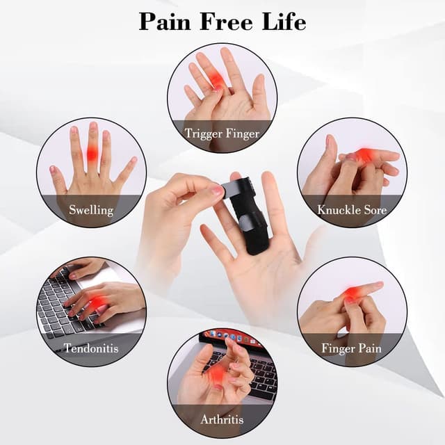 Detalle de ACWOO Stecche per le dita regolabili (2 pezzi) in nero, supporto per dito a scatto e dolore