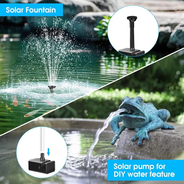 Detalle de Biling Solar Pond Fountain with Battery Backup (8W, up to 300 L/H) for garden ponds and water features