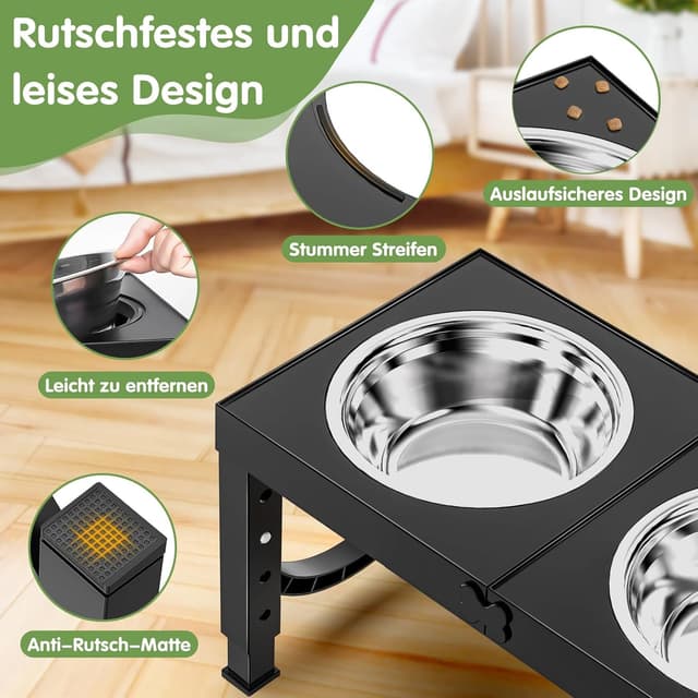 Detalle 1 de X XBEN Comedero perro elevado 2x1L 5 alturas