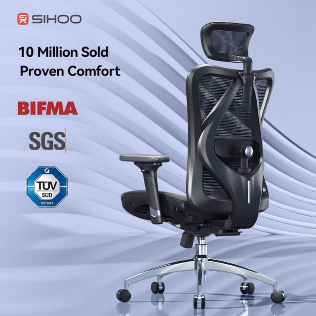 Detalle de SIHOO ergonomic office chair, 3D armrests