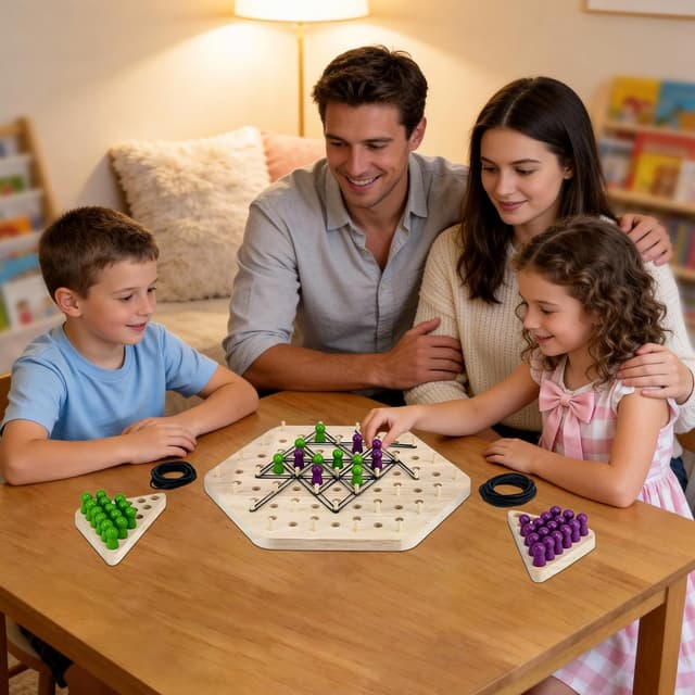 Thumbnail 6 de Triangle Chess Game: Dreiecksschachbrett-Strategie mit Gummibändern (für 2–4 Spieler, ab 3 Jahren)