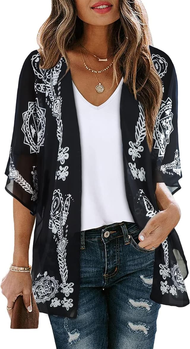 Thumbnail 6 de Gosunny Damen Sommer-Top / Strandkimono im Boho-Look als Bikini-Cover-up (Oversize, Blumendruck)