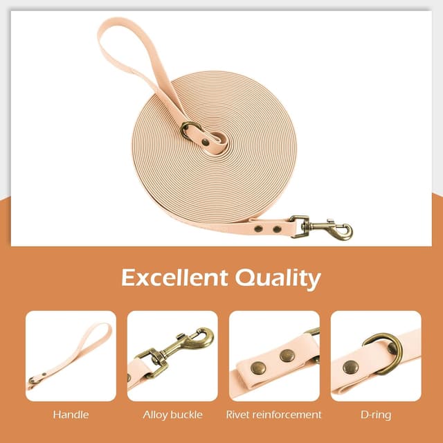 Detalle de Wisedog Schleppleine für Hunde (Übungsleine), wasserabweisend, 3 m, beige