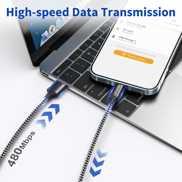 Detalle 2 de RAVIAD Lightning Cable 3-Pack 2M Nylon Braided