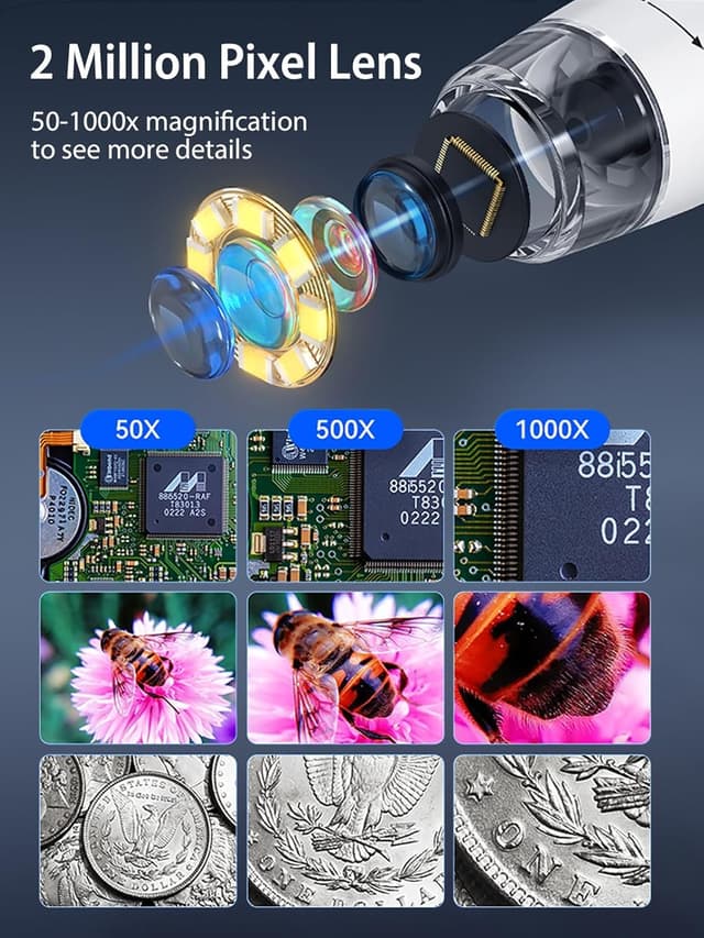 Thumbnail 5 de APOICK Microscopio digitale 4,3 display 8 luci