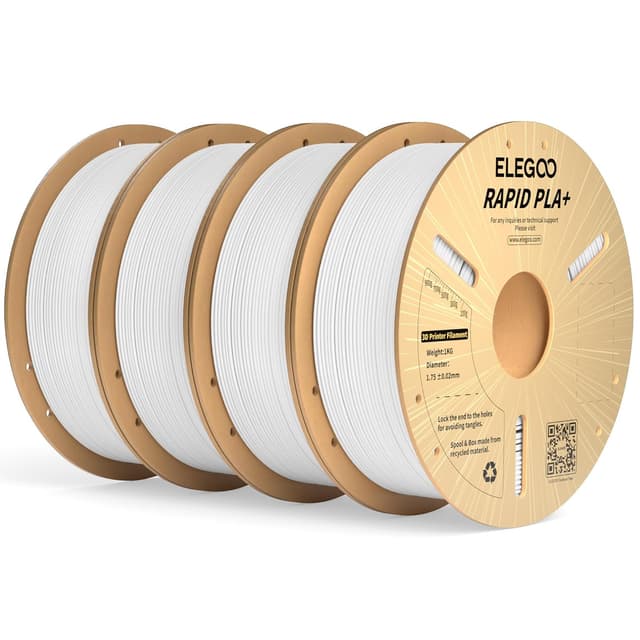 Detalle de ELEGOO Rapid PLA Plus Filament Bundle (1.75mm) – White, 4kg total