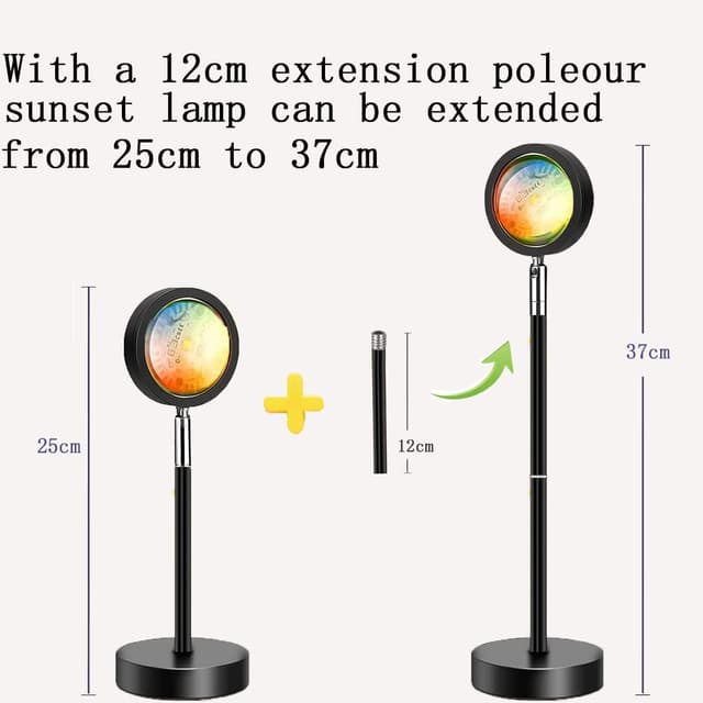 Detalle de Aniepaa Sunset Lamp: Sonnenuntergang-Lampe mit USB, 24 RGB-Farben und 180° Drehung