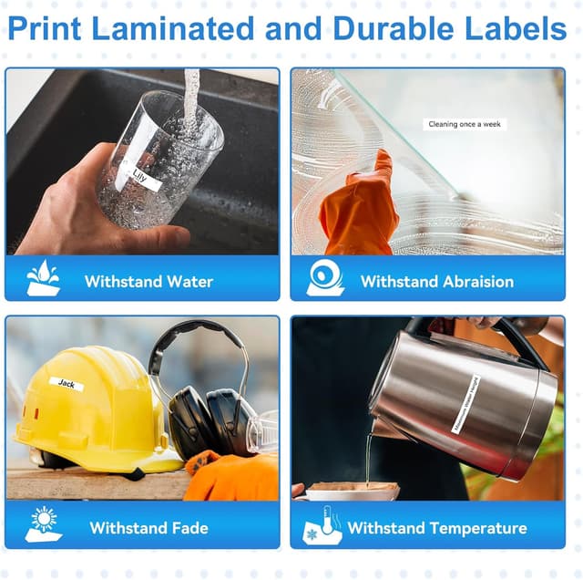 Detalle de Upwinning kompatibel Brother P-touch TZe-221 / TZe221 Schriftband 9 mm, schwarz auf weiß (5er-Set, 8 m)