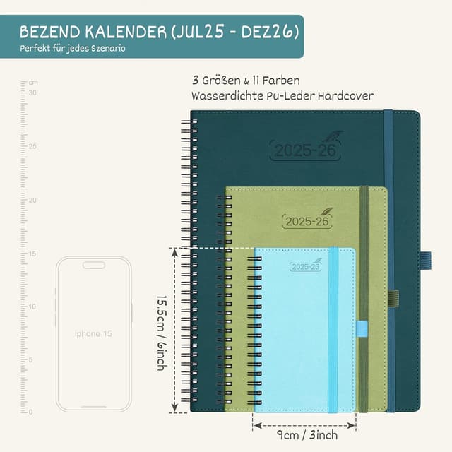 Detalle 2 de BEZEND Taschenkalender 2026 A6 Wochenplaner 📘
