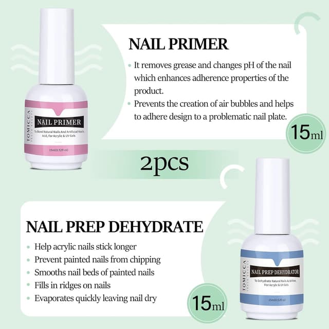 Detalle de TOMICCA Primer & Dehydrator Set für Gelnägel und Acryl – 2 x 15 ml