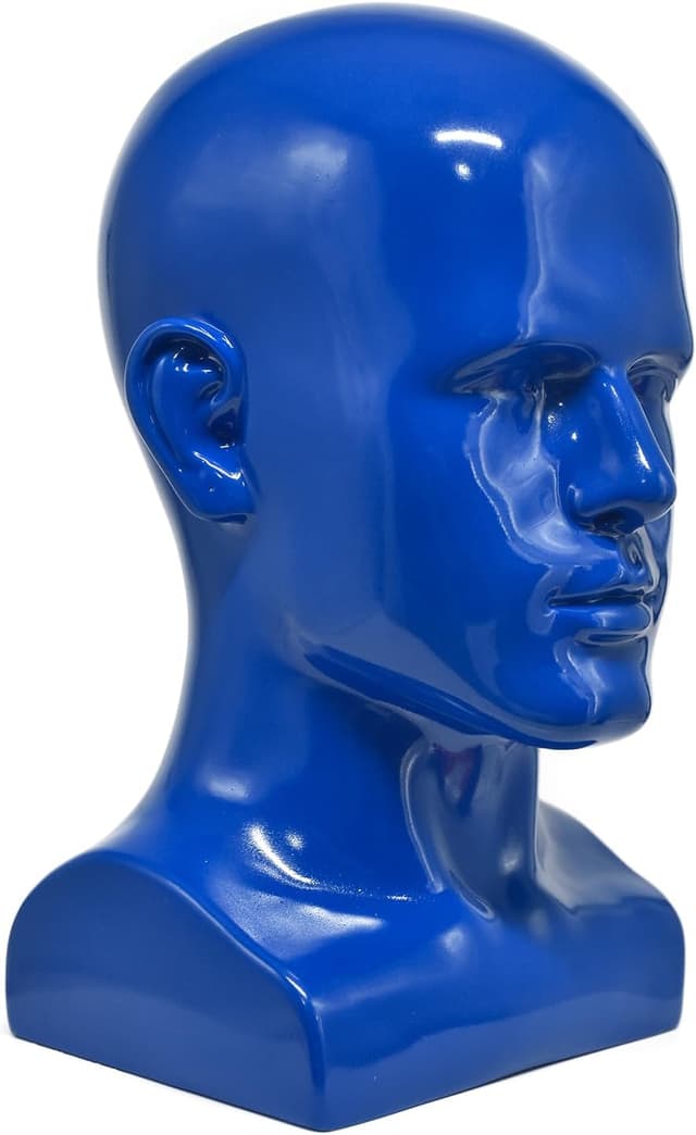 Detalle 2 de Tcwuzick male mannequin head display stand (blue) for wigs, hats, jewellery & more