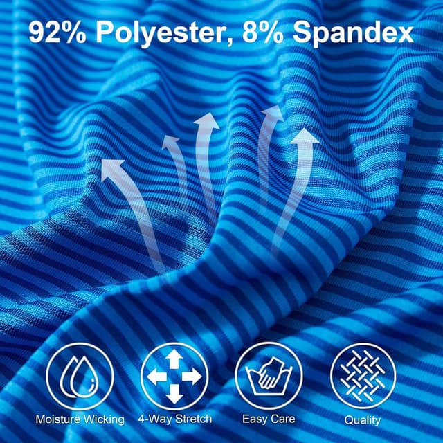 Detalle 2 de Boys Performance Striped Polo Shirts (Short Sleeve, Moisture Wicking, UPF 30+) — Golf & Sports