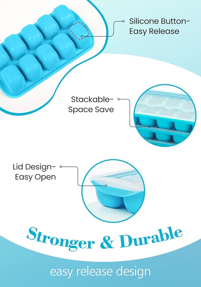 Thumbnail 6 de DOQAUS Ice Cube Tray 4-Pack for Kitchen