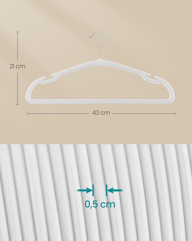 Thumbnail 4 de SONGMICS Perchas de Terciopelo 50 u. 🧥 Ahorra Espacio Blanco