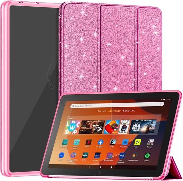 Detalle de Mansiruyi Trifold Smart Case for 10.1-inch Tablets (Glitter Pink) with Auto Sleep/Wake