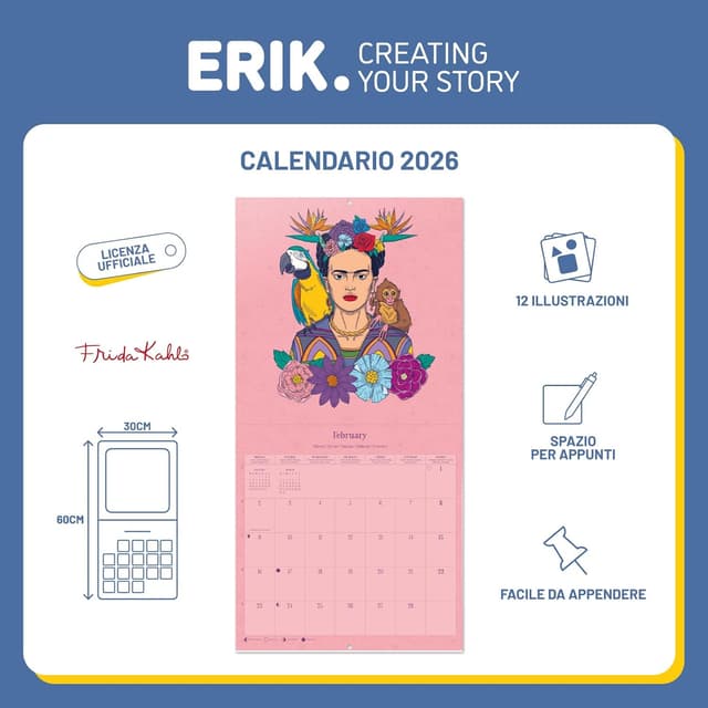 Thumbnail 2 de Grupo Erik Calendario Frida Kahlo 2026 mensile 30×30 cm 📅