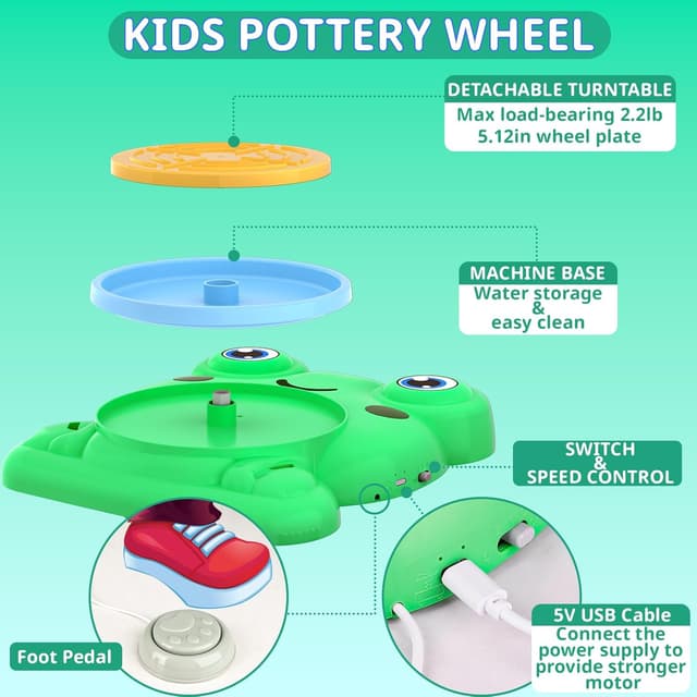 Detalle de Aujazyble Pottery Wheel for Kids 8-12 🎨