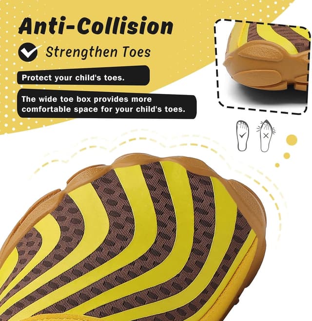 Detalle 2 de SAGUARO Enfants Chaussures minimalistes respirantes pour trail (GR.24-36) – modèle jaune