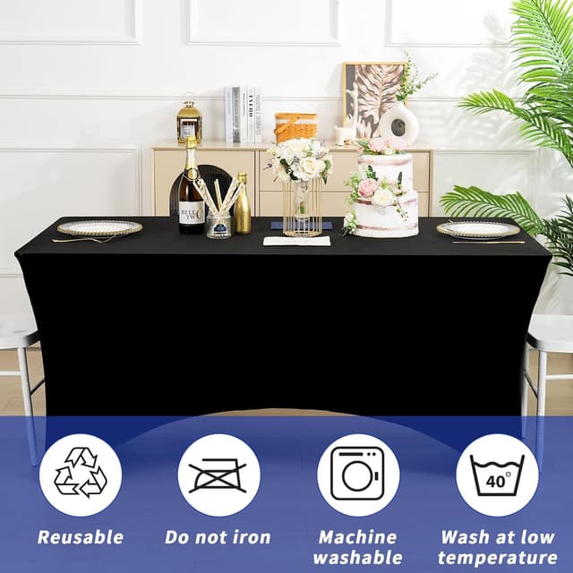 Detalle de Fixwal 3 Pack black table cloth for 6FT