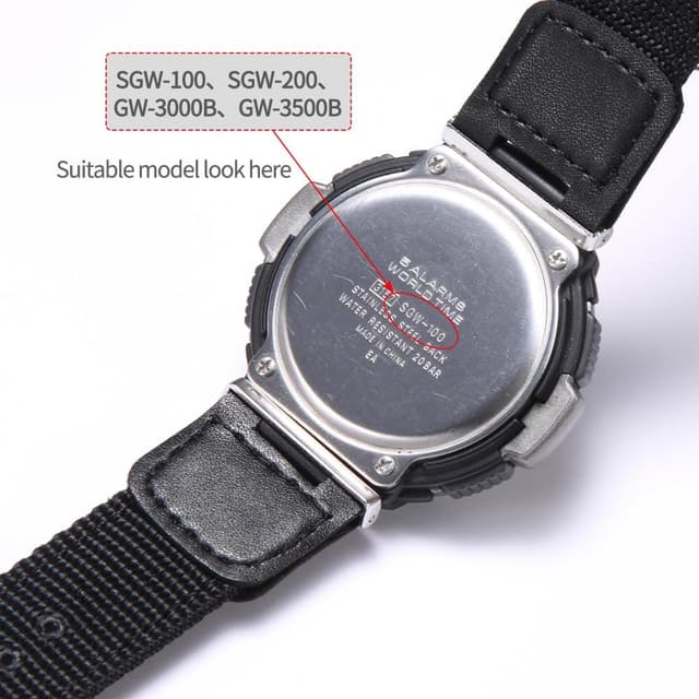 Detalle de MCXGL Tuch Lederarmband mit Nylonleder – kompatibel mit Casio SGW-100, GW-3000B, GW-3500B & PAS-400B