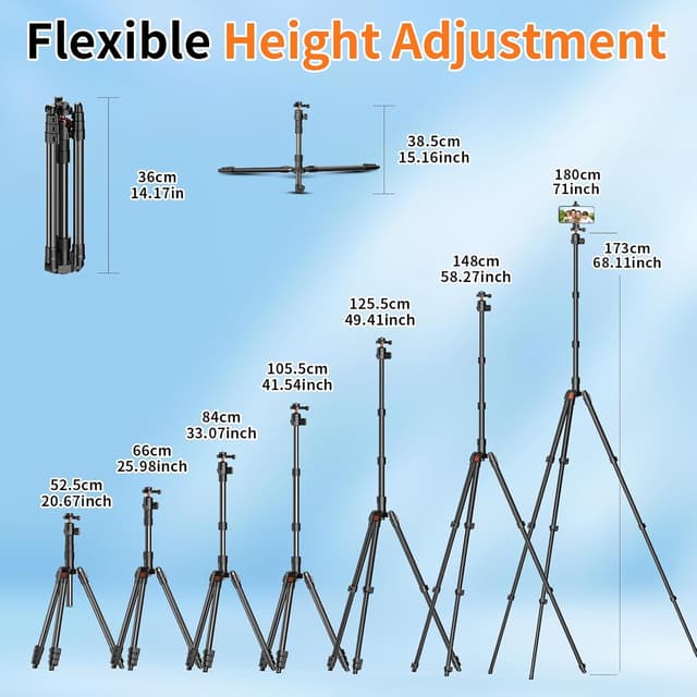 Detalle 2 de XXZU 71" Camera Tripod with 360° Ball Head