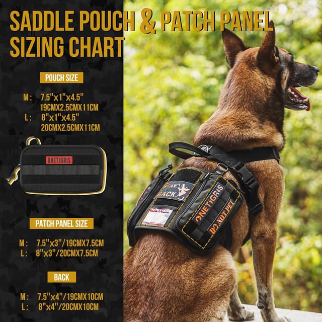 Thumbnail 6 de OneTigris Service Dog Vest Harness with Cape & MOLLE Pouches (Black, M)