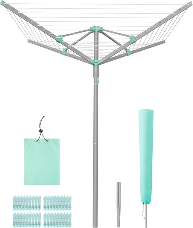 Thumbnail 6 de SONGMICS Wäschespinne LLR307EZ01 mit 50 m Wäscheleine, drehbar & klappbar – für draußen mit Schutzhülle