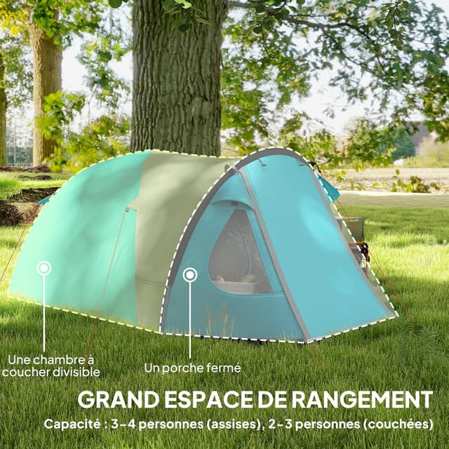 Detalle de Outsunny Tente de camping 2-4 places, 3000 mm
