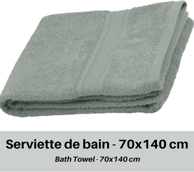 Detalle de Serviette de bain Stof Lagune 70x140 cm en coton bio, couleur Lichen