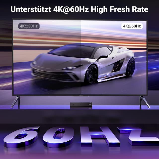 Detalle de UGREEN HDMI 2.0 Switch 4K@60Hz (3 Eingänge auf 1 Ausgang) mit Fernbedienung – für PS5/PS4, Xbox, Apple TV & mehr