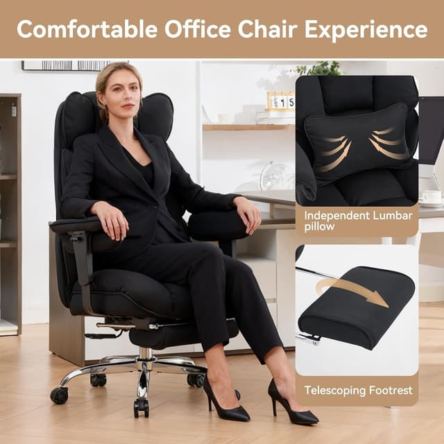 Thumbnail 4 de Efomao Big and Tall Office Chair with Footrest
