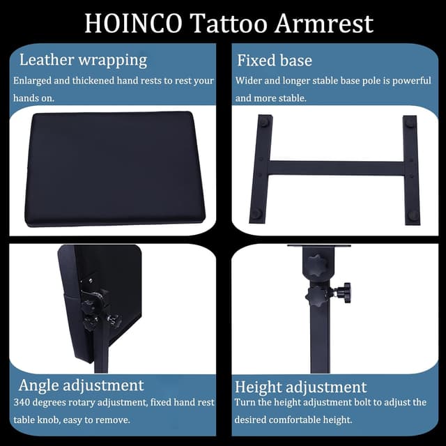 Detalle de HOINCO Tattoo Armrest Stand mit 340° Rotation
