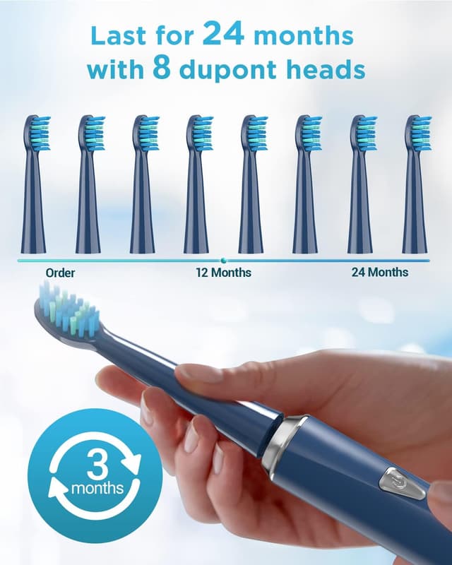 Detalle 1 de Rechargeable Electric Toothbrush for Adults and Kids with 8 Dupont Heads, 5 Modes & 2-Minute Timer