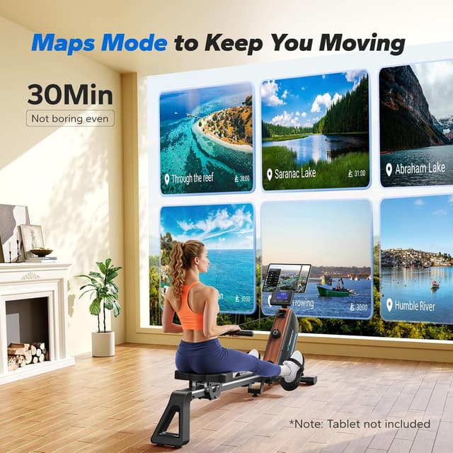 Detalle 2 de MERACH Magnetic Rower with 130 cm extended rail and app-based training