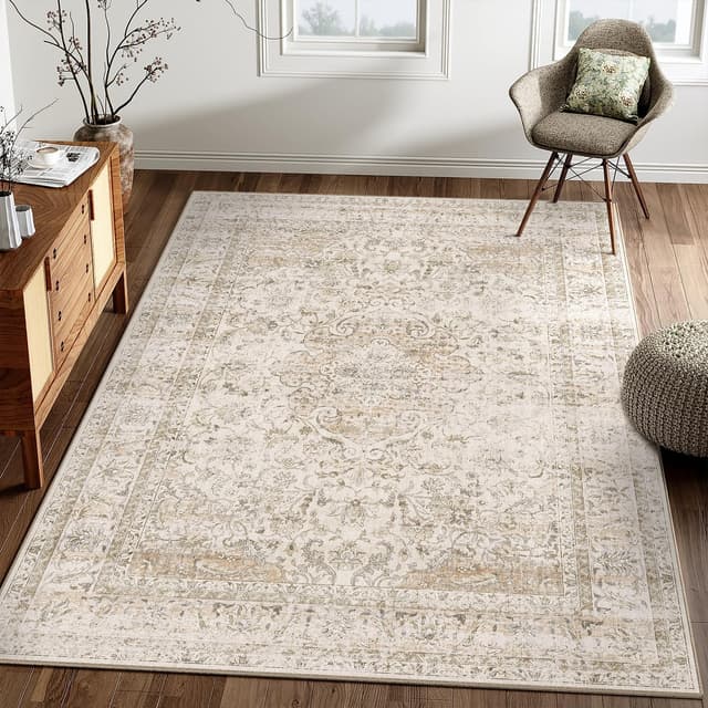 Thumbnail 1 de Waschbarer Vintage Teppich Beige 160x230 cm