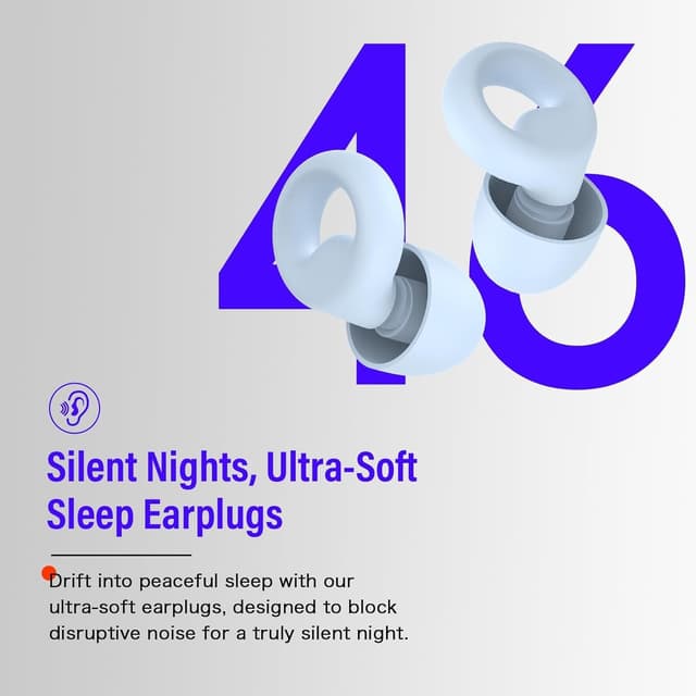 Detalle de BEXILOR Tapones para los oídos dormir reutilizables con cancelación de ruido hasta 46 dB (7 pares)