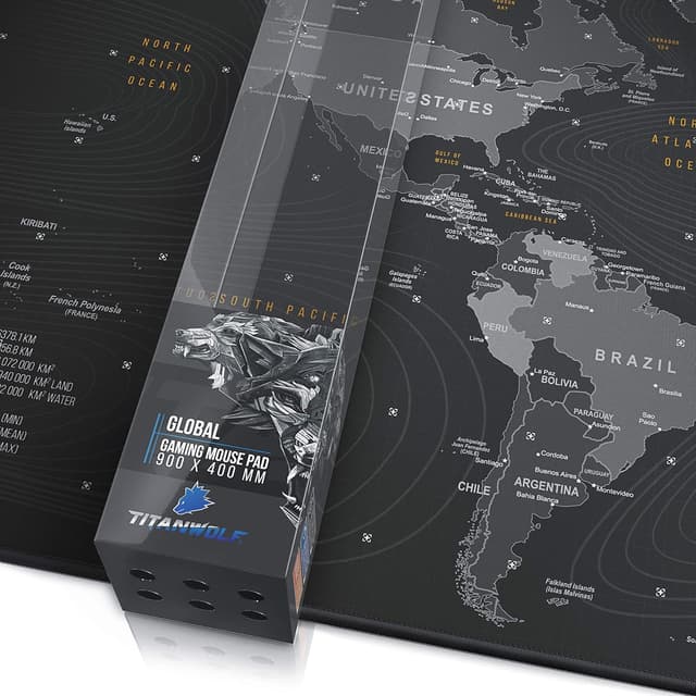 Thumbnail 4 de TITANWOLF World Map XXL 900×400mm gaming mouse pad 🖱