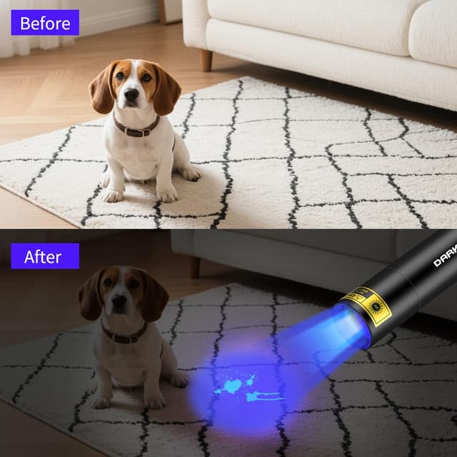 Detalle de DARKBEAM UV Torch 365nm Mini Black Light (Rechargeable USB) — portable UV flashlight for stains, pet urine & fluorescent detection