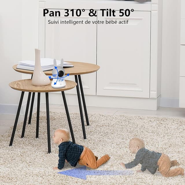 Detalle de wansview Babyphone mit Kamera (2,4/5 GHz WLAN, 5 Zoll, 1080P, 940 nm IR) inkl. App & automatischer Verfolgung