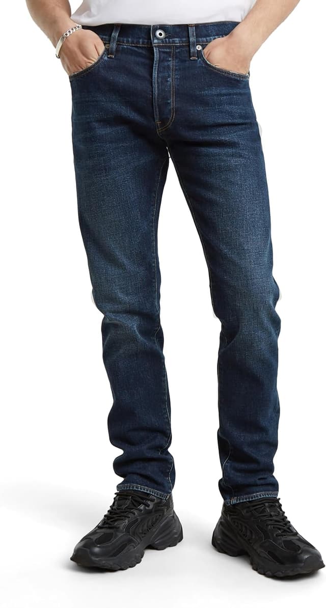 Detalle de G-STAR Jeans 3301 Slim para Hombre, Azul Worn in Dusk 💙