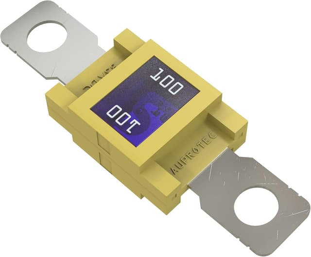 Detalle 2 de AUPROTEC Fusible MEGA à haute intensité avec verrouillage par vis M8, 100A (jaune) – 5 pièces