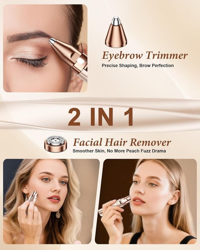 Detalle 2 de Eyebrow Trimmer 2‑in‑1 Rechargeable Face Shaver 🪒