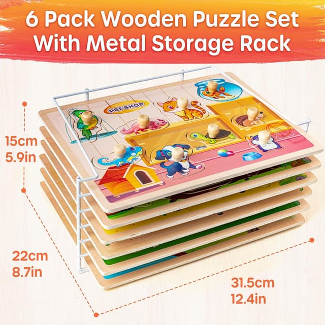 Thumbnail 4 de SYNARRY Wooden Puzzles 6-piece set for toddlers 🧩