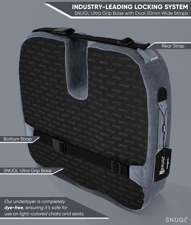 Detalle de SNUGL Coccyx Seat Cushion with Orthopedic Memory Foam – U-shaped support for tailbone pain, office chairs and wheelchairs